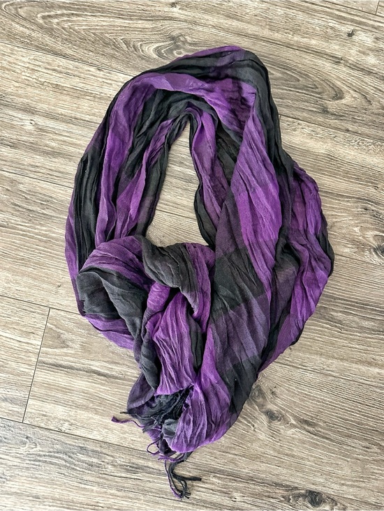 BCBGMaxAzria Accessories - Max Azria Miley Cyrus Limited Edition Purple and Black Striped Lightweight Scarf